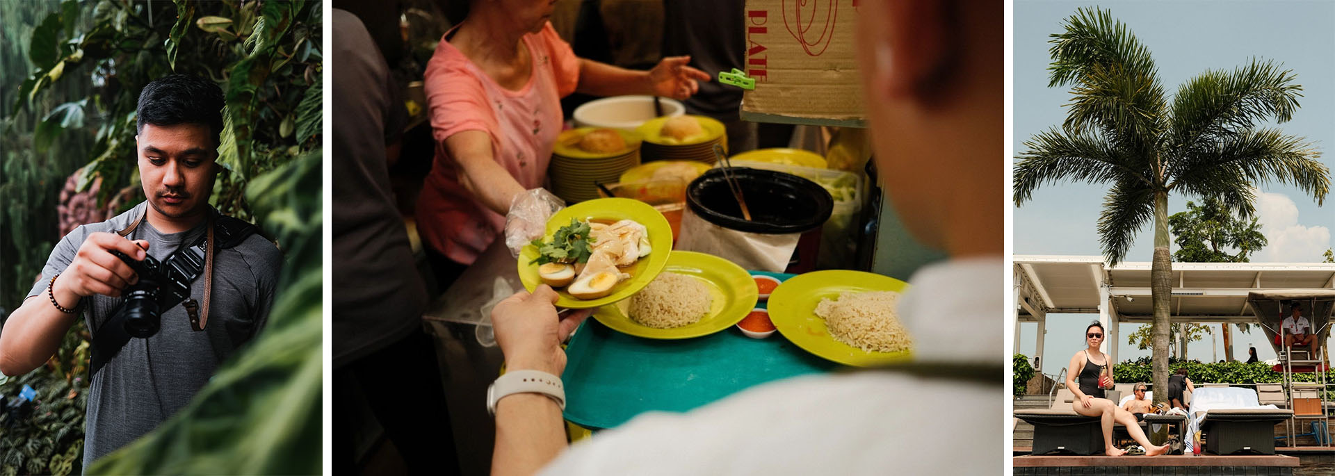 Three in one image ryan maggie and singapore meal