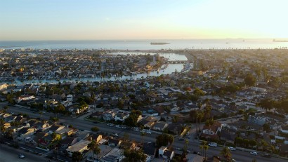 Aerial view of city buildings during daytime at Long Beach, CA, the most nature deprived city in the US