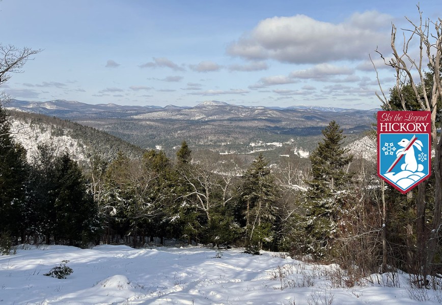 Photo taken from Hickory Ski Center overlooking a snowy forest