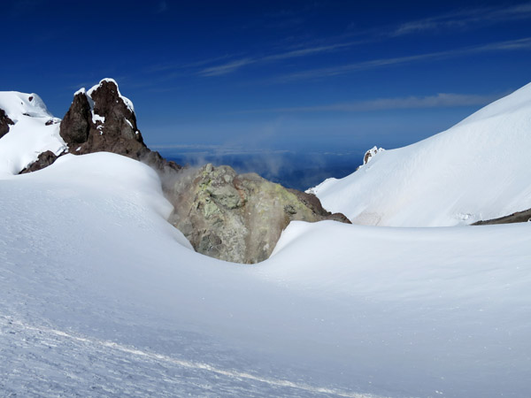 A fumarole spewing out sulfur gas