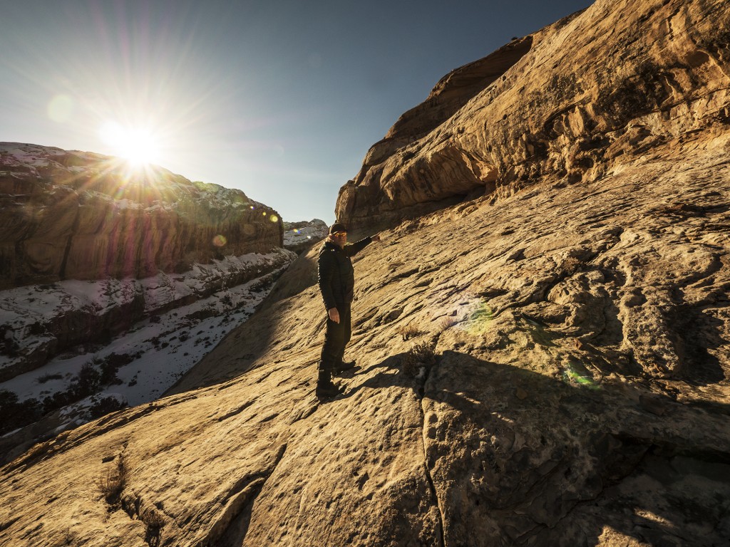 A photo of filmmaker and photographer Gary Orona while on location in wilderness.