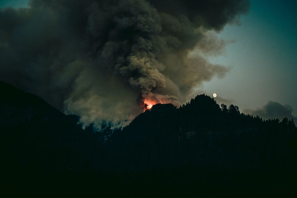 Forest fire in distance 