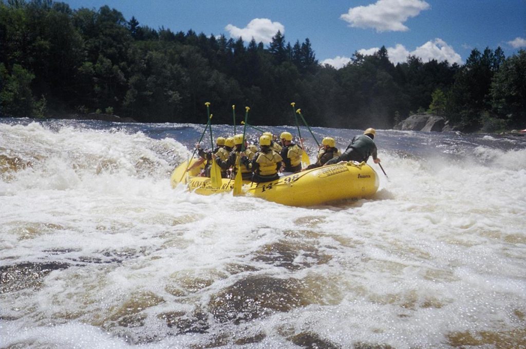 yellow raft on whitewater