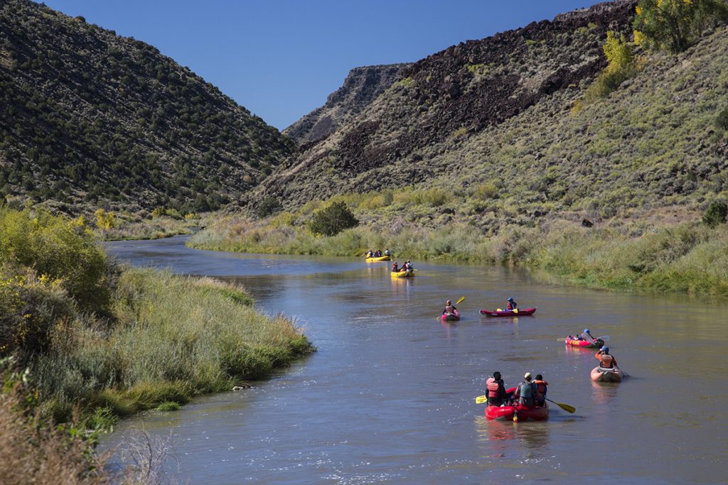 red rafts on the river