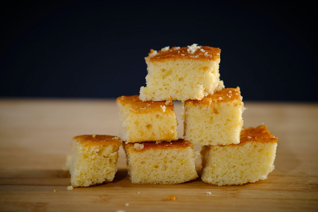 yellow cornbread on table