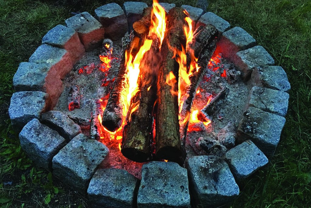 Stone bricks laid around a fire pit