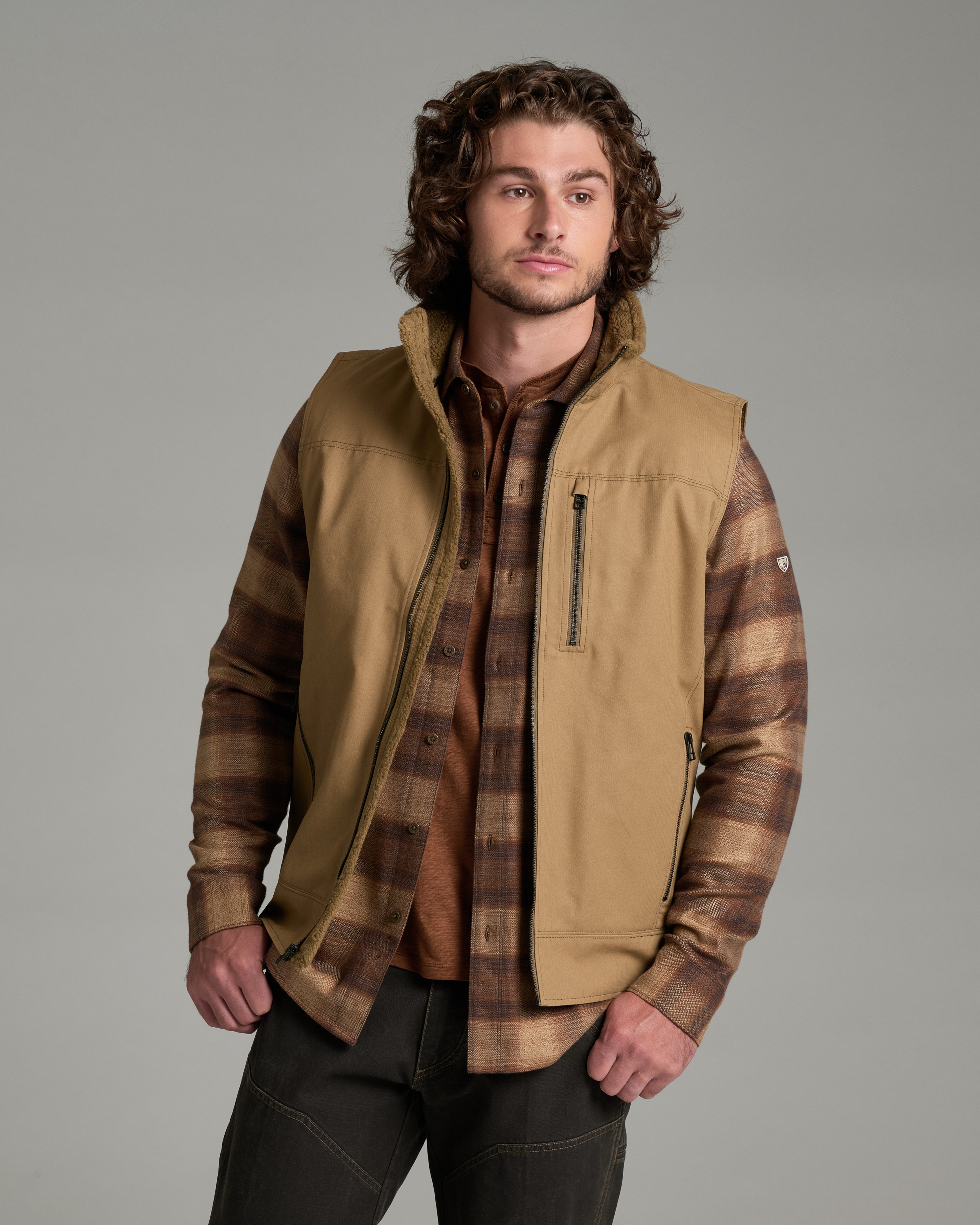KUHL Burr Vest Lined DESERT KHAKI Front