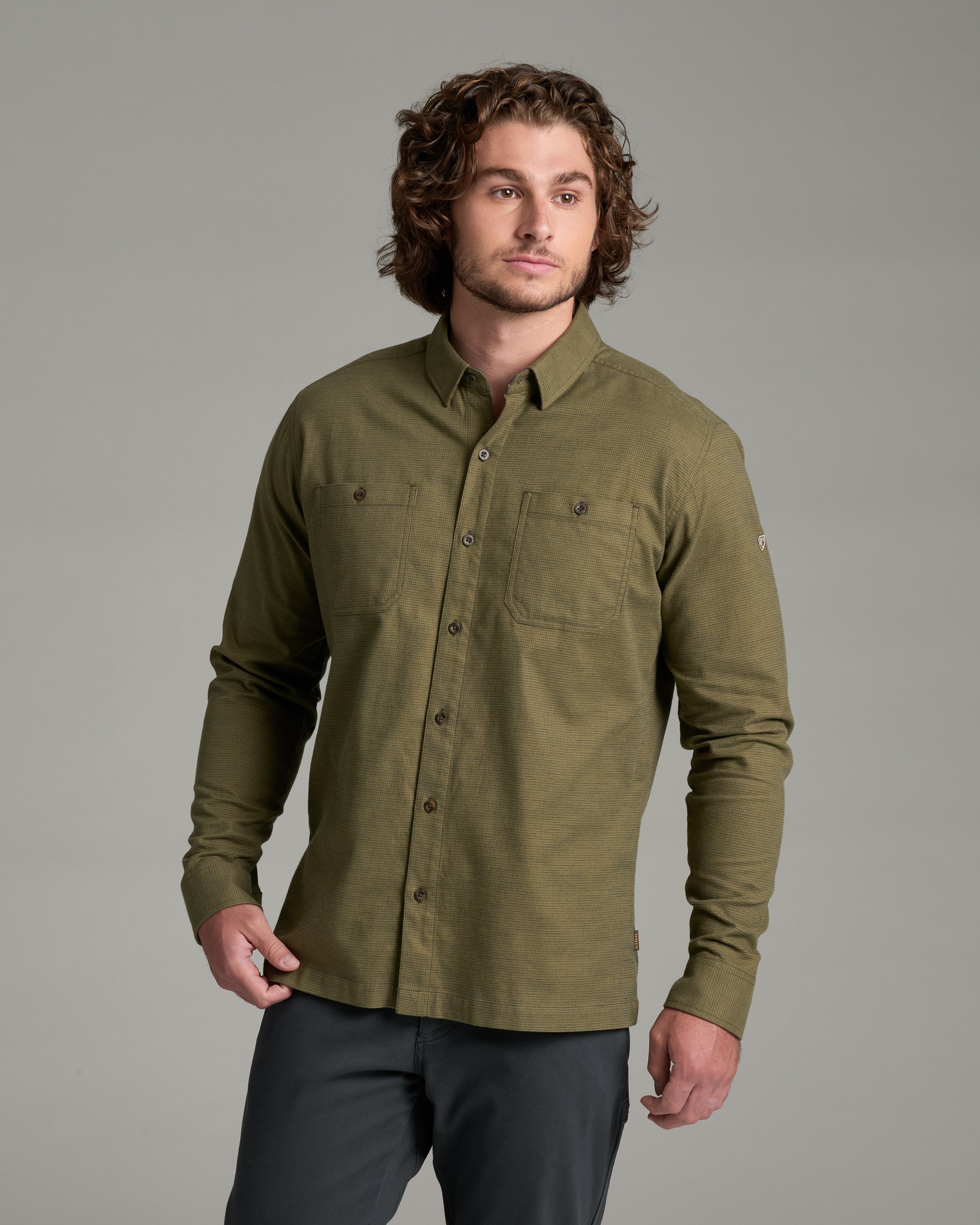 KUHL Revolvr Flannel LS OLIVE NIGHT Front